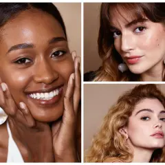 Tre donne sorridono, con focus sui loro volti. Perfetto per capire dove mettere la cipria per un finish impeccabile.