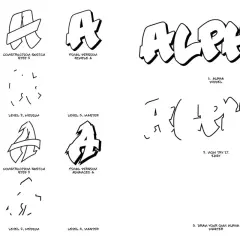 Graffiti-Buchstaben-Tutorial: Schritt-für-Schritt-Anleitung zum Zeichnen von "A" und "ALPHA".