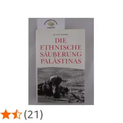 Buchcover "Die ethnische Säuberung Palästinas" von Ilan Pappe, mit einem Bild von Menschen, die auf einem staubigen Weg wandern.