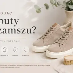 Beżowe buty z zamszu i szczotka. Poradnik o czyszczeniu, impregnacji i pielęgnacji obuwia.