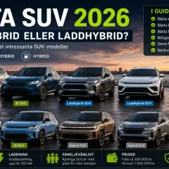 Guide till bästa SUV 2026: elbil, hybrid eller laddhybrid? Lär dig vad betyder plug in hybrid och hitta din perfekta bil.