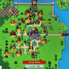 Bitwa o zamek w pixelartowym stylu. Wioska płonie, a armia naciera. Idealne dla fanów fajne gry na kompa.