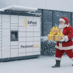 Święty Mikołaj z prezentami zmierza do Paczkomatu InPost. Wesołych świąt!