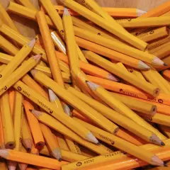 A pile of yellow pencils, a classic choice for a reason. Why are pencils yellow? It's a tradition dating back to the 1800s.