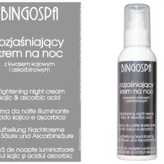 Krem rewitalizujący usuwający oznaki zmęczenia na noc BingoSpa z kwasem kojowym i askorbinowym.
