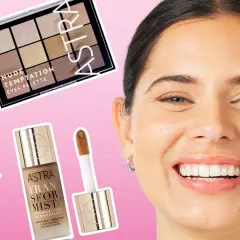 Palette occhi nude e fondotinta correttore Astra per un trucco occhi impeccabile.