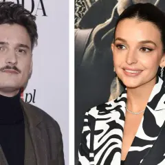 Dawid Podsiadło z charakterystycznym wąsem i Magdalena Laskowska w stylowej marynarce.