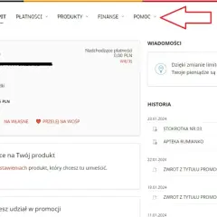 Strona główna mBanku. Kliknij "Pomoc", aby dowiedzieć się, jak sprawdzić identyfikator mbank.
