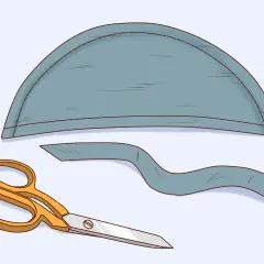 Sewn fabric pieces and scissors, ready to learn how to make shoulder pads.