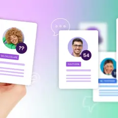 Carte con profili e punteggi, come in un gioco di Heardle Italia.