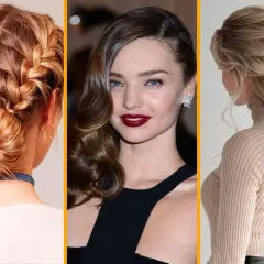 Peinados fáciles pelo largo: moño trenzado, ondas glamurosas y trenza de espiga.