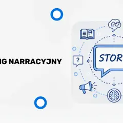 Marketing narracyjny opiera się na sile storytellingu. Ikony symbolizują książkę, mózg, cel i media.