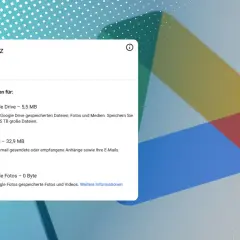 Speicherplatzanzeige: 38,3 MB belegt, davon 32,9 MB für Gmail. Der google speicher voll ist noch nicht erreicht.
