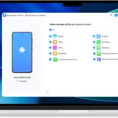 Odzyskiwanie danych Android z telefonu Xiaomi za pomocą Dr.Fone. Wybierz typy plików do odzyskania: zdjęcia, filmy, kontakty i inne.