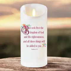 Vela LED con cita bíblica, ideal como recuerdo para un ser querido fallecido.