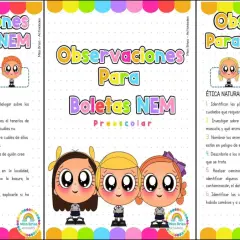 Ficha de notas infantil 3 años con dibujos de niños y actividades sobre naturaleza y sociedad.
