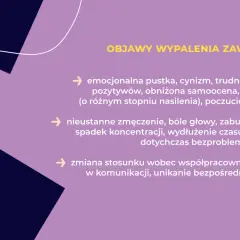 Objawy wypalenia zawodowego: pustka, cynizm, zmęczenie, problemy z koncentracją, trudności w relacjach.