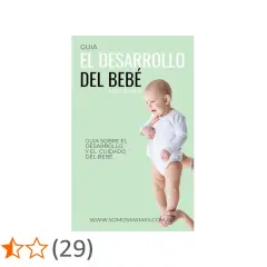 Guía "El desarrollo del bebé mes a mes", con un tierno bebé sonriendo. Ideal para padres que buscan información sobre el desarrollo infantil.