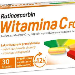 Rutinoscorbin Witamina C Forte - wspiera gojenie się ran, skraca czas przeziębienia. 30 kapsułek o przedłużonym uwalnianiu.