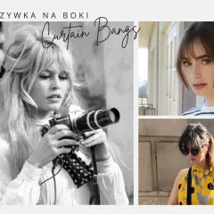 Kolaż zdjęć: Brigitte Bardot z aparatem, Lily Collins i kobieta w żółtej bluzce, wszystkie z grzywką.