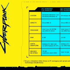 Cyberpunk 2077: poznaj wymagania minimalne i rekomendowane do gry. Sprawdź, czy Twój PC spełnia cyberpunk wymagania.