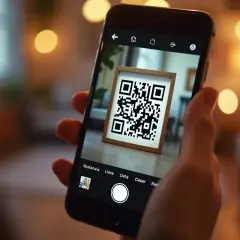 Telefon skanuje kod QR w ramce. Dowiedz się, jak zeskanować kod QR ze zdjęcia, aby uzyskać szybki dostęp do informacji.