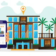 Smartphone con app per prenotare un hotel, simbolo di un'efficace hospitality marketing.