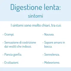 Sintomi di digestione lenta: crampi, nausea, pancia gonfia, sonnolenza e meteorismo.