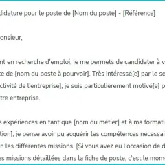 Extrait d'une lettre de motivation pour un poste, mentionnant une candidature pour un emploi et une recherche de lettre de motivation temps partiel.