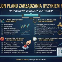 Plan zarządzania ryzykiem na Forex: jak zacząć trading? Checklistę tworzą: parametry systemu, limity transakcji, procedura "kill switch" i reguły przed sesją.