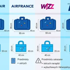 Wymiary walizki kabinowej Ryanair: 50x40x20 cm. Porównanie z innymi liniami lotniczymi.