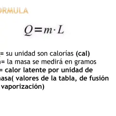 La fórmula Q=m·L explica que L es el calor latente por unidad de masa, esencial para entender cambios de estado como fusión o vaporización.