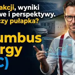 Analiza akcji Columbus Energy. Czy to szansa, czy pułapka? Mężczyzna prezentuje wykresy finansowe.