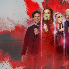 Grupa amerykańskich komików stand up, w tym Trevor Noah, Bill Burr i inni, gotowi rozbawić publiczność.