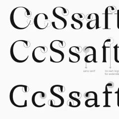 Tipografía con remates distintivos. La "d minúscula" y otras letras muestran variaciones en sus remates, con algunas líneas sin serifa.