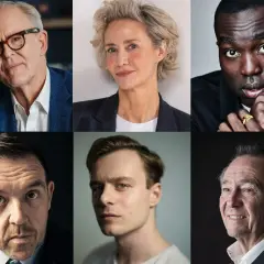 Portrety aktorów z filmu "Harry Potter i Książę Półkrwi". Widoczni m.in. Jim Broadbent, Fiona Shaw, David Gyasi, Toby Jones, Tom Burke, a także starszy mężczyzna.