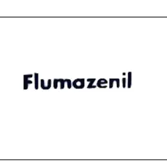 Napis "Flumazenil" w ciemnoniebieskiej, pogrubionej czcionce na białym tle.