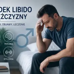 Mężczyzna zmartwiony spadkiem libido. Obraz przedstawia czynniki wpływające na popęd seksualny: hormony, psychikę, zdrowie i styl życia. Dowiedz się, jak sprawdzić poziom libido.