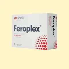 Opakowanie leku Feroplex 40 mg, zawierające 20 fiolek.