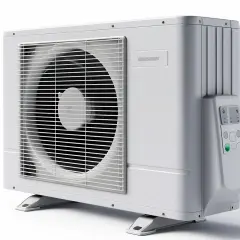 Biała pompa ciepła Gree czy Panasonic? Nowoczesny wygląd, panel sterowania z przyciskami. Idealna do domu.