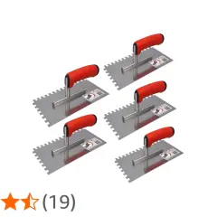 Ensemble de 5 truelles à dents pour carrelage 60x60. Idéal pour une pose uniforme de colle.