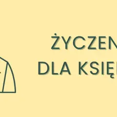 Grafika z ikoną księdza i napisem "Życzenia dla księdza". Idealna na krótkie życzenia.