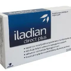 Opakowanie Iladian Direct Plus, leku na infekcje intymne. Pomaga ograniczyć rozwój mikroorganizmów, redukuje świąd i nieprzyjemny zapach.
