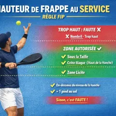 Giocatore di padel che serve, illustra le regole padel battuta corta: la palla va colpita sotto l'altezza della vita.