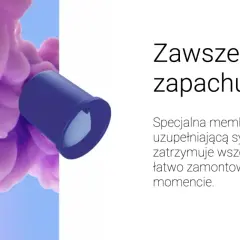 Fioletowa chmura dymu i niebieski element, który zapobiega temu, by śmierdzi z rur.