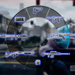 Waffenrad mit Raketenwerfer, Schrotflinte, AK-47 und Scharfschützengewehr. Hier sind die GTA 5 Kody für den Kampf!