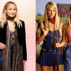 Nicole Richie och Paris Hilton, en bild som visar kontrasten mellan glamoröst liv och "the simple life" med högafflar.