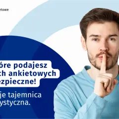 Mężczyzna z palcem na ustach zapewnia, że dane z badań CBOS są bezpieczne. Czy można odmówić udziału?
