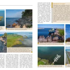 Widok na skalisty przylądek z morzem w tle. Na pierwszym planie kamienie i trawa, w oddali widać wodę i niewielkie wysepki.