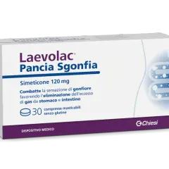 Laevolac Pancia Sgonfia, 30 compresse masticabili senza glutine. Utile per chi cerca cosa fare in caso di diarrea e gonfiore.
